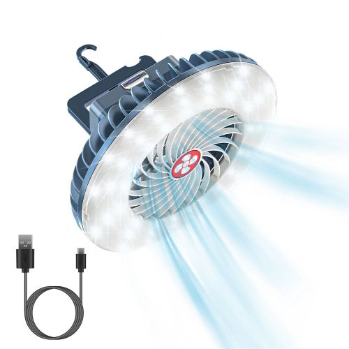 Portable Camping Fan Rechargeable Hanging Tent Lamp Emergency Power Bank with 3 Fan Speeds 2 Lighting Brightness Portable Camping Fan Rechargeable Hanging Tent Lamp Emergency Power Bank with 3 Fan Speeds 2 Lighting Brightness