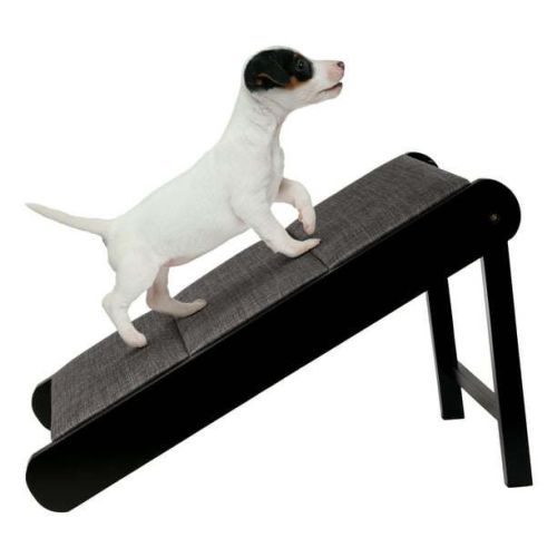 Foldable Wooden Dog Pet Ramp for Bed, Couch, or Vehicle (Black/Gray) Foldable Wooden Dog Pet Ramp for Bed, Couch, or Vehicle (Black/Gray)