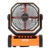 VEVOR Portable Fan Rechargeable 9 inch, Battery Powered Fan with LED Lantern, 4 Speeds Adjustable & 45Â°/90Â°Automatic Swivel & Timer