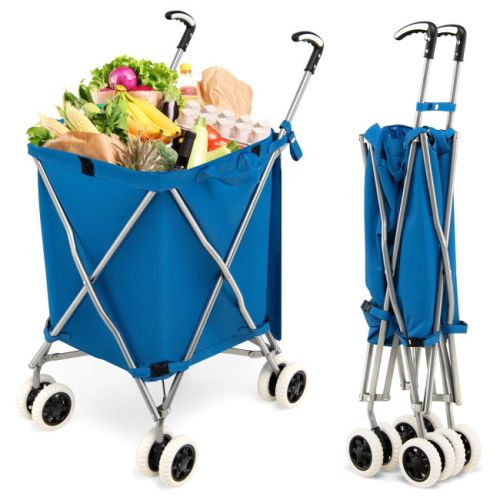 Folding Shopping Utility Cart with Water-Resistant Removable Canvas Bag Folding Shopping Utility Cart with Water-Resistant Removable Canvas Bag
