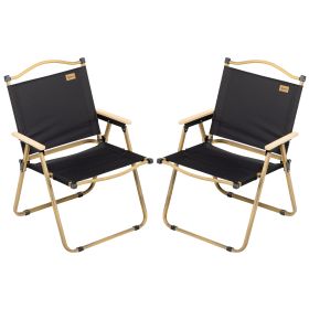 Outsunny 2 Pack Folding Camping Chair, Lightweight & Portable Beach Chairs Armchairs, Perfect for Festivals, Fishing, Picnic and Hiking, Black (Color: as Pic)